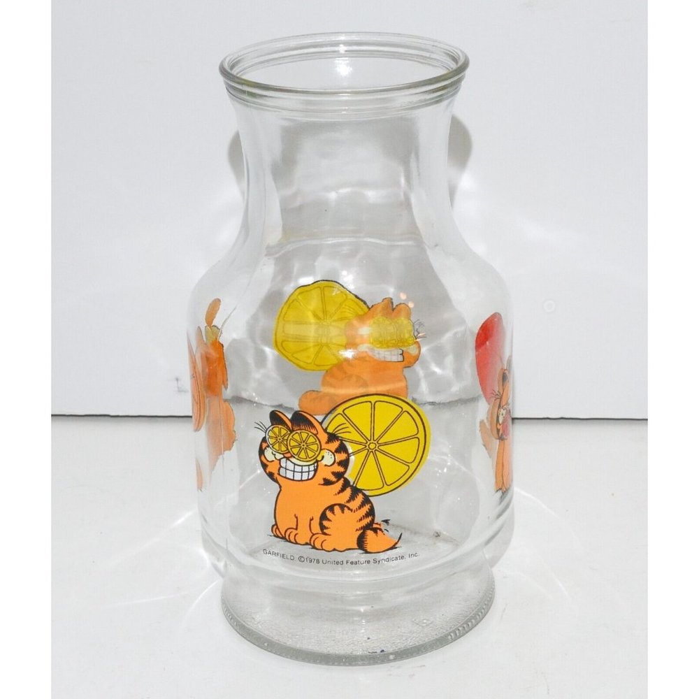 Vintage Garfield Glass Carafe Pitcher